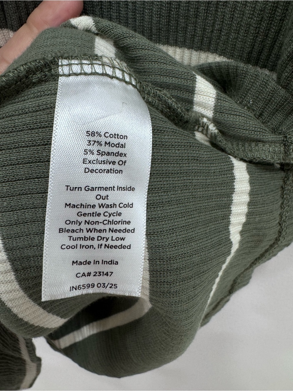 Talbots crotchet trim ladies green white stripe top blouse Sz XL petite - Picture 5 of 6